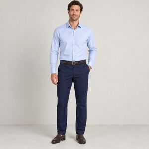 Bugatchi Stretch Knit Dress Pants Mens 38 Navy Slim Leg Business Casual